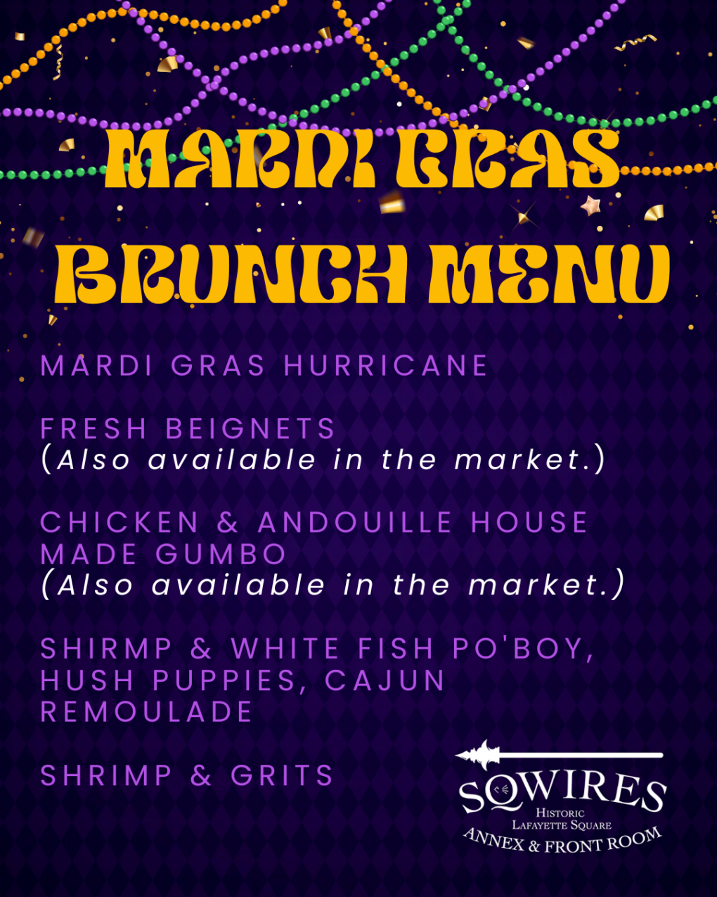 mardi gras dining room menus